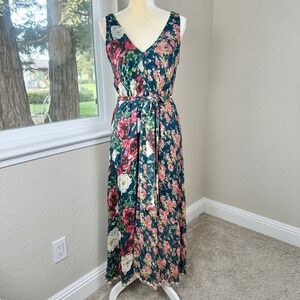 Anthropologie Hemant & Nandita Hermosa Bias Maxi Dress S Floral Metallic Boho